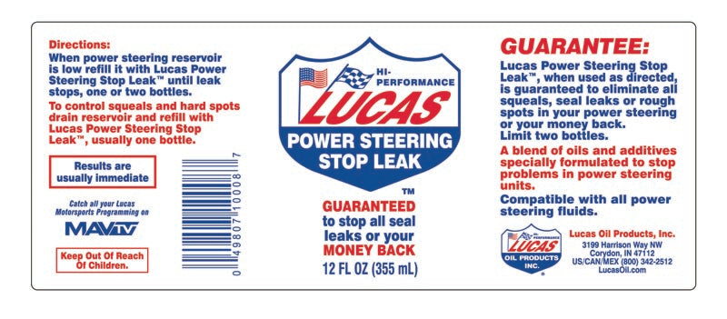 Power Steering Stop Leak 12 Ounce - Lucas Oil