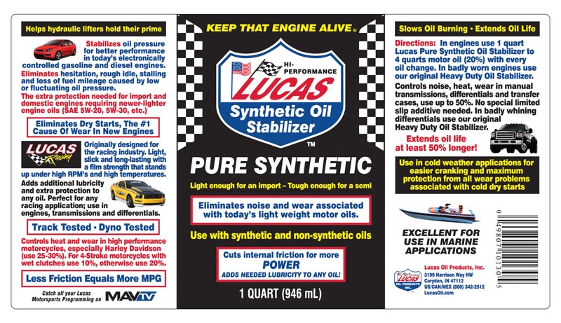 Pure Synthetic Oil Stabilizer 1 Quart - Lucas Oil