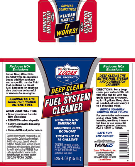 Deep Clean Fuel System Cleaner 5.25 Ounce - Lucas Oil