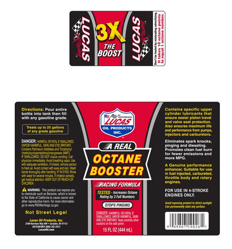 Octane Booster Fuel Treatments 15 Ounce - Lucas Oil | Universal Auto Spares