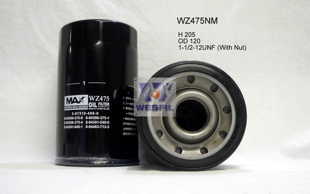Oil Filter Z475/Z705 Fits Isuzu WZ475NM - Wesfil