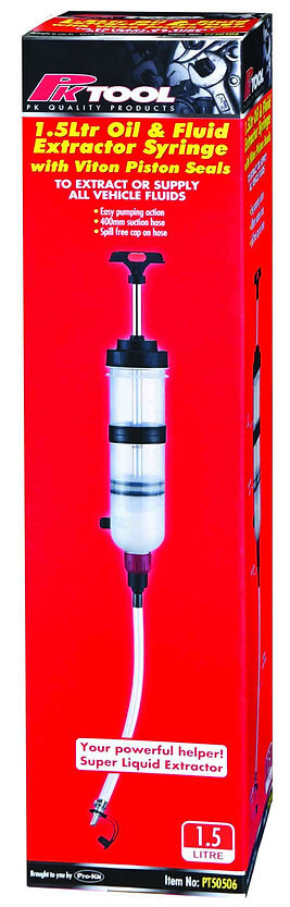 1.5L Fluid Extractor Syringe, Viton Seals, 400mm Suction Hose - PKTool