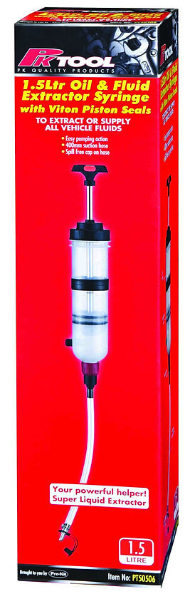 1.5L Fluid Extractor Syringe, Viton Seals, 400mm Suction Hose - PKTool | Universal Auto Spares
