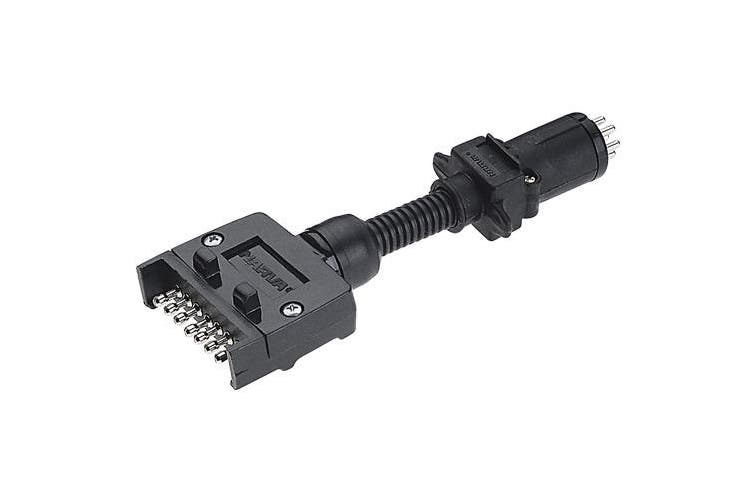 Trailer Adaptor 7 Pin Flat (Car) To 6 Pin Round Small (Trailer) - NARVA