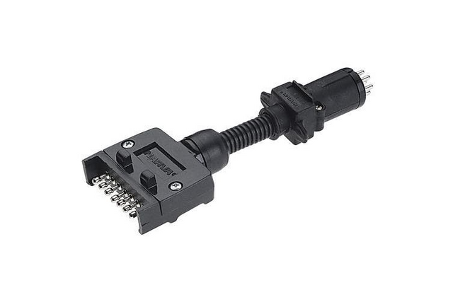 Trailer Adaptor 7 Pin Flat (Car) To 6 Pin Round Small (Trailer) - NARVA