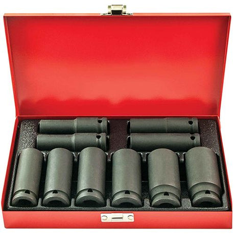 10 Piece 1/2” 6PT SAE CR-V Deep Impact Socket Set - PKTool