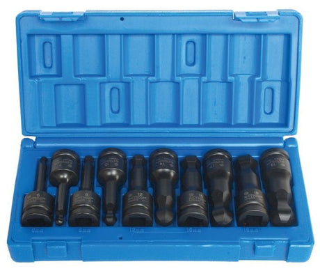 10 Piece 1/2 Drive Hex Driver Metric Ball-End Blow-Mold Case - Impact Tools
