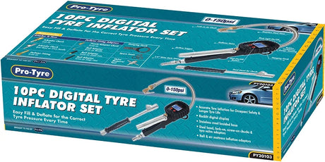10 Piece Digital Tyre Inflator Set - ProTyre