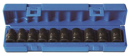 10 Pieces 1/2 Drive 6-Point Metric Standard Blow-Mold Case