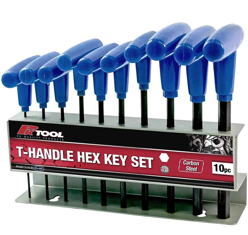10 Pieces SAE T-Handle Hex Key Set Metal Storage Stand - PKTool