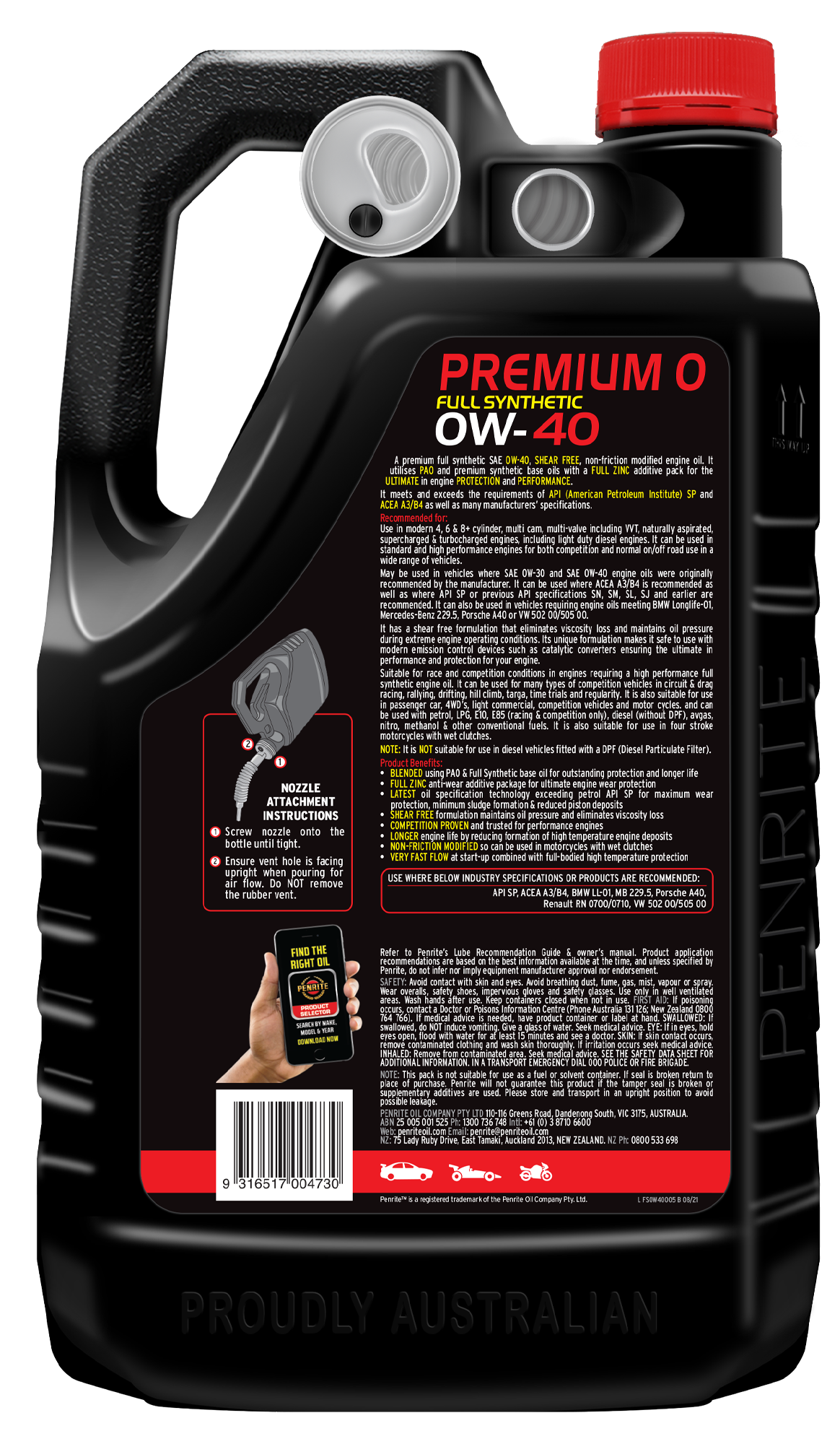 10 Tenth Premium 0W-40 (Full Synthetic) - Penrite