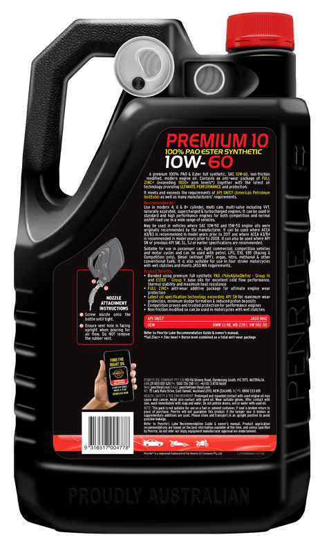 10 Tenth Premium 10W-60 (100% PAO & ESTER) - Penrite