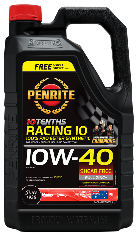 10 Tenth Racing 10W-40 (100% PAO & ESTER) - Penrite 4 X 5 Litre (Carton Only)