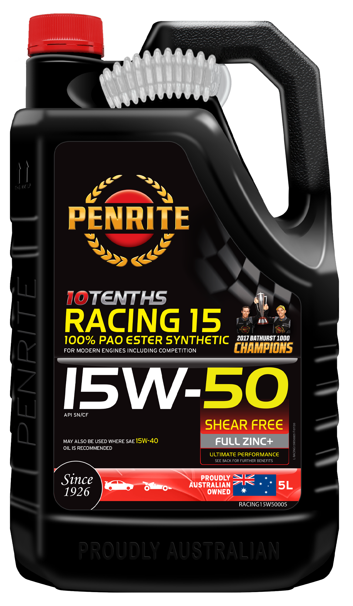 10 Tenth Racing 15W-50 (100% PAO & ESTER) - Penrite 4 X 5 Litre (Carton Only) 5L