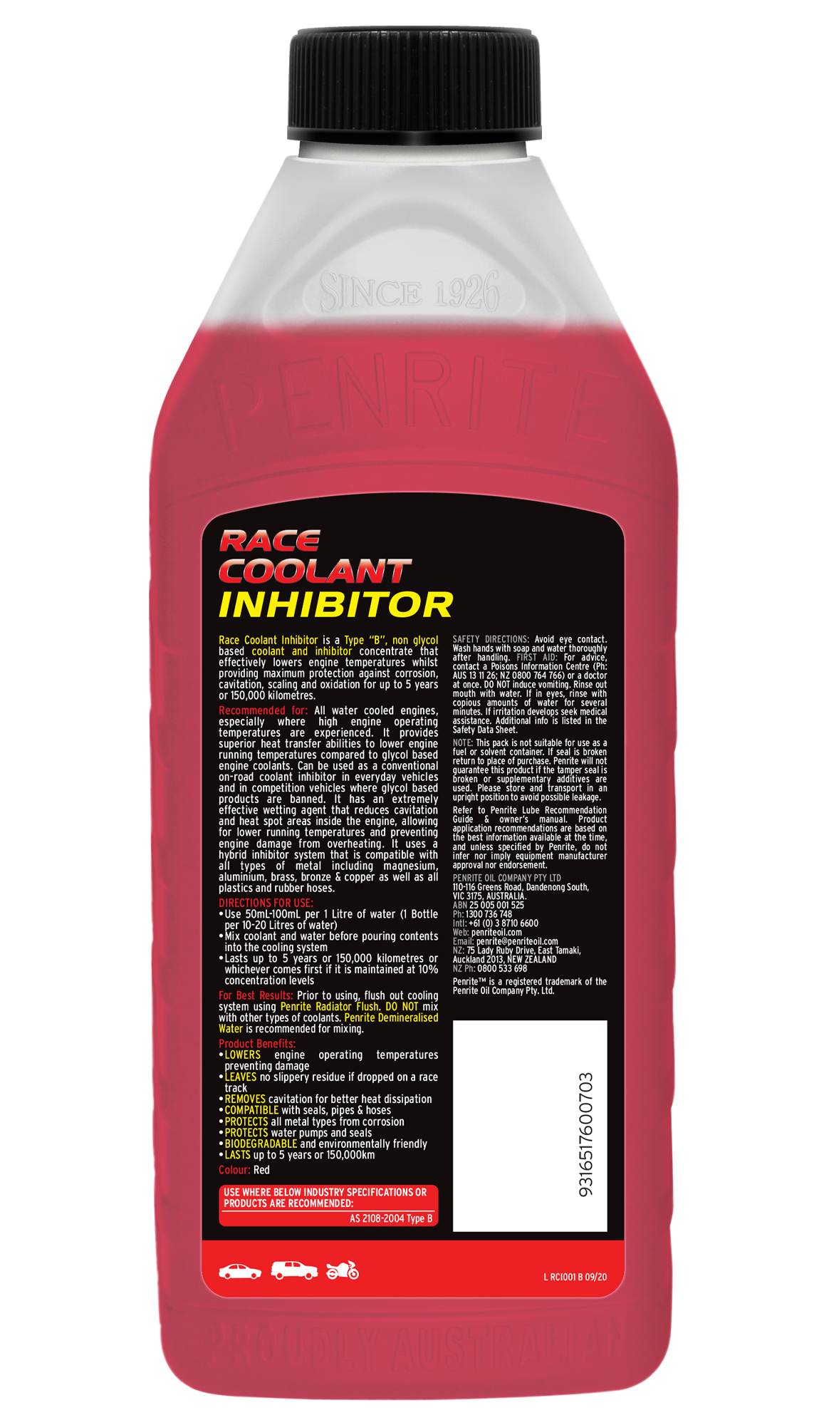 10 Tenths Race Coolant Inhibitor (Concentrate) 1L - Penrite | Universal Auto Spares