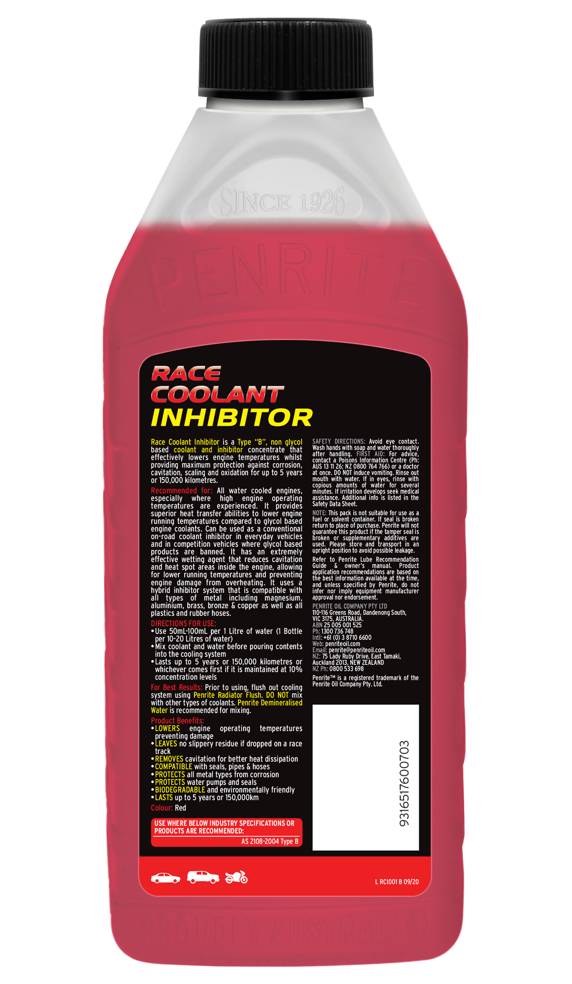 10 Tenths Race Coolant Inhibitor (Concentrate) 1L - Penrite