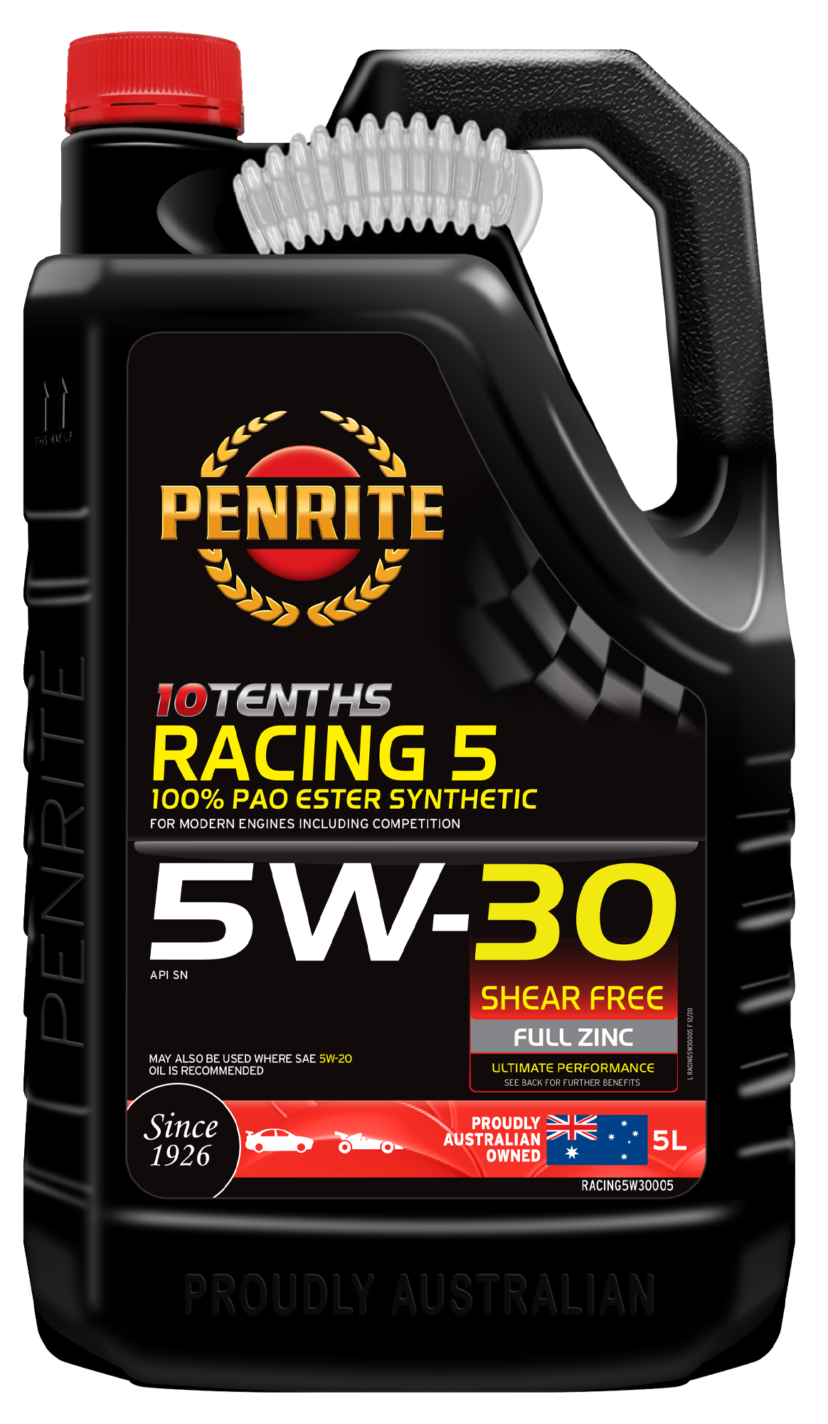 10 Tenths Racing 5W-30 (100% PAO & ESTER) - Penrite  4 X 5 Litre (Carton Only) | Universal Auto Spares