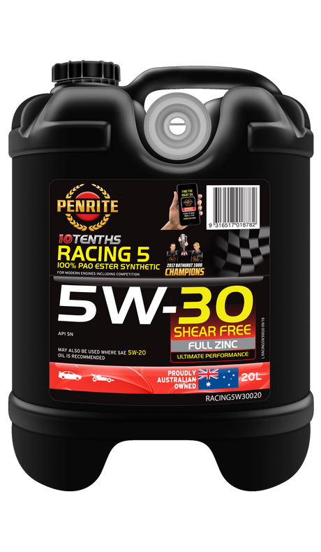 10 Tenths Racing 5W-30 (100% PAO & ESTER) - Penrite 4 X 5 Litre (Carton Only) 20L