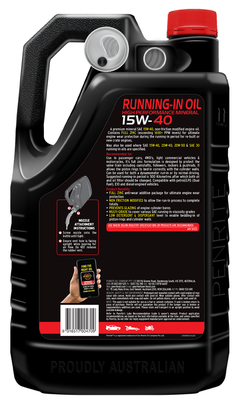 10 Tenths Running-in Oil 15W-40 (Mineral) 5L - Penrite 4 X 5 Litre (Carton Only)