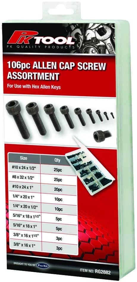 106 Piece Allen Cap Screws Assortment - PKTool