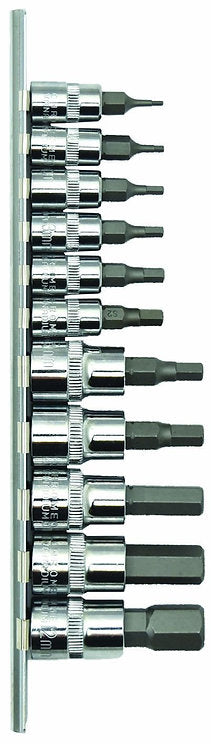 11 Piece 1/4” & 3/8” DR Metric Hex Bit Socket Set - PKTool
