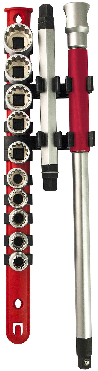11 Piece 3/8” DR CR-V Short Tooth Sockets 3-Way T-Handle Wrench Set - PKTool