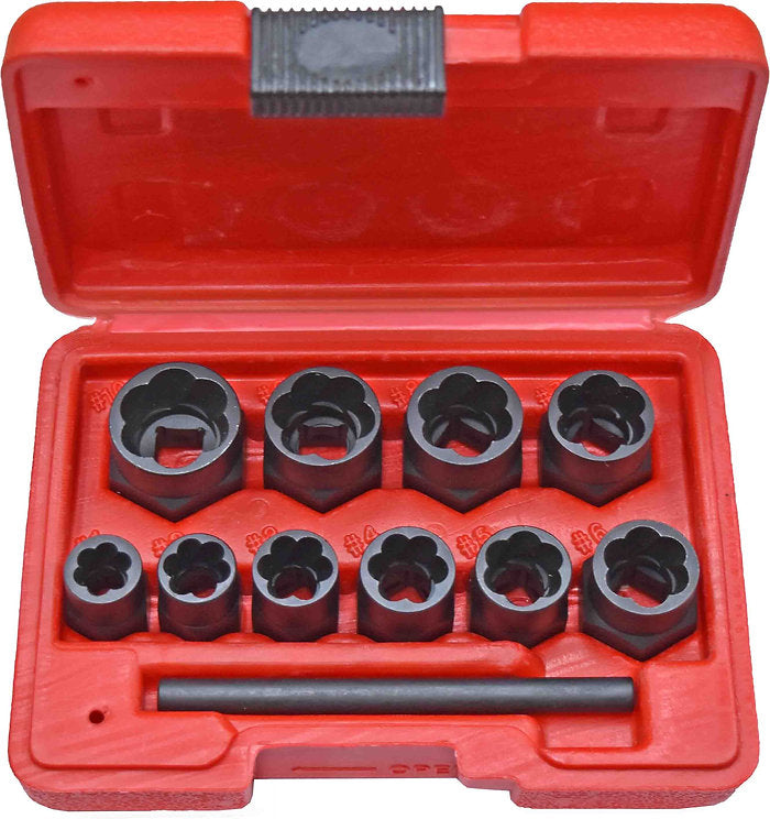 11 Pieces 3/8” DR Low Profile Spiral Twist Extractor Socket Set - PKTool