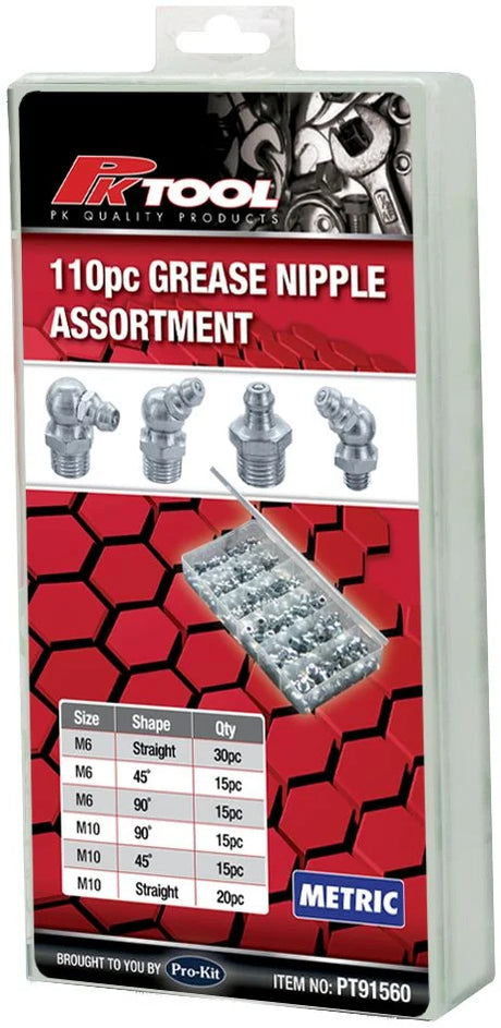 110 Piece Grease Nipple Assortment - PKTools | Universal Auto Spares