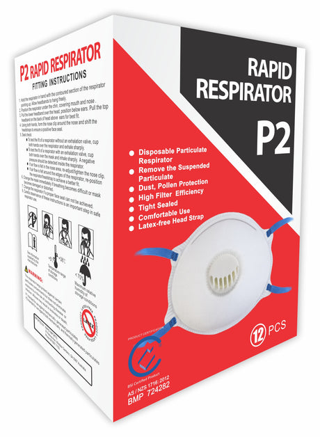 Rapid P2 Dust Mask Respirator 12pcs - Rapid Refinish | Universal Auto Spares