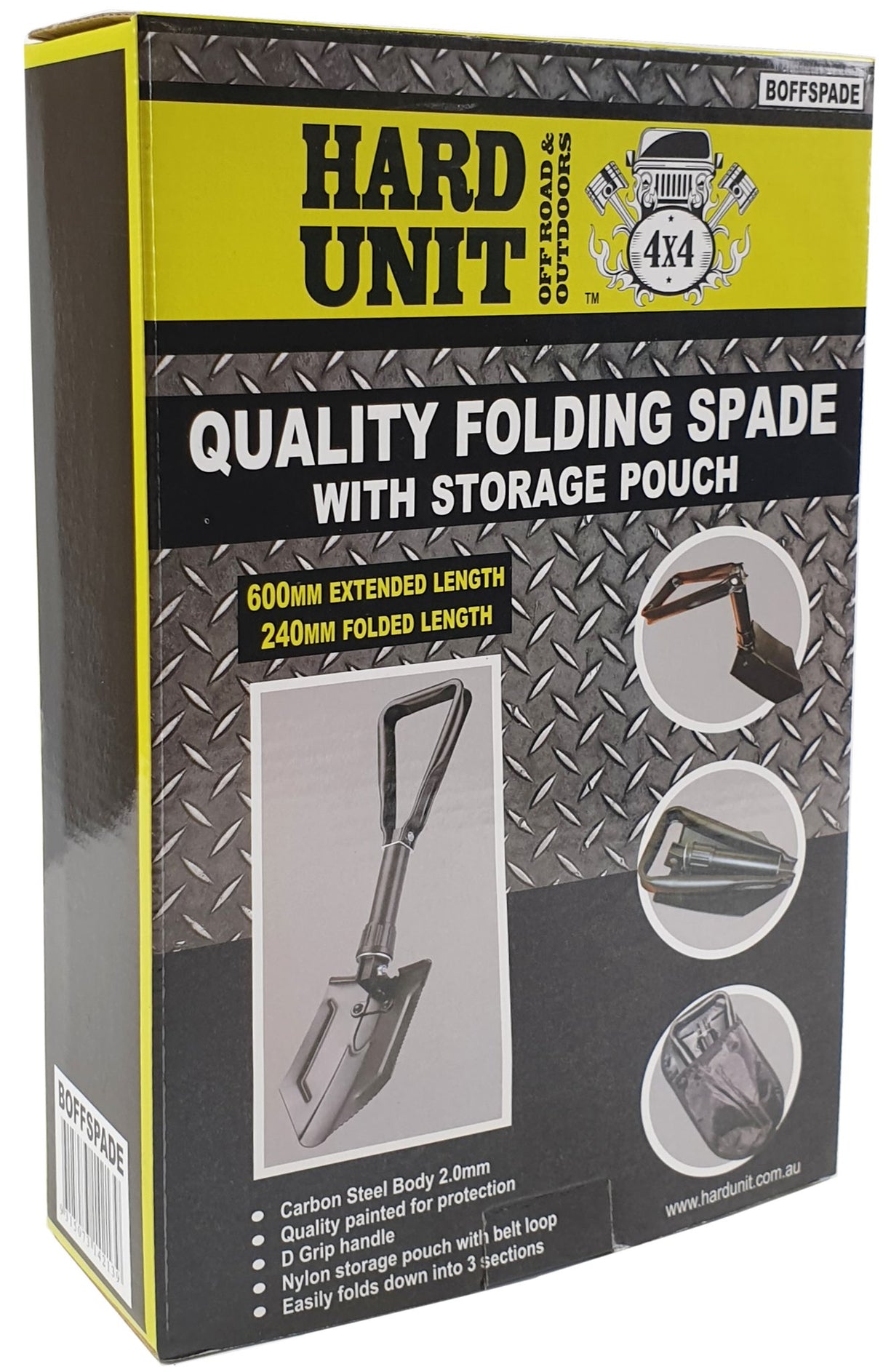 Folding Spade with Pouch & Belt Loop 24cm Folded, 60cm Extended - HARD UNIT