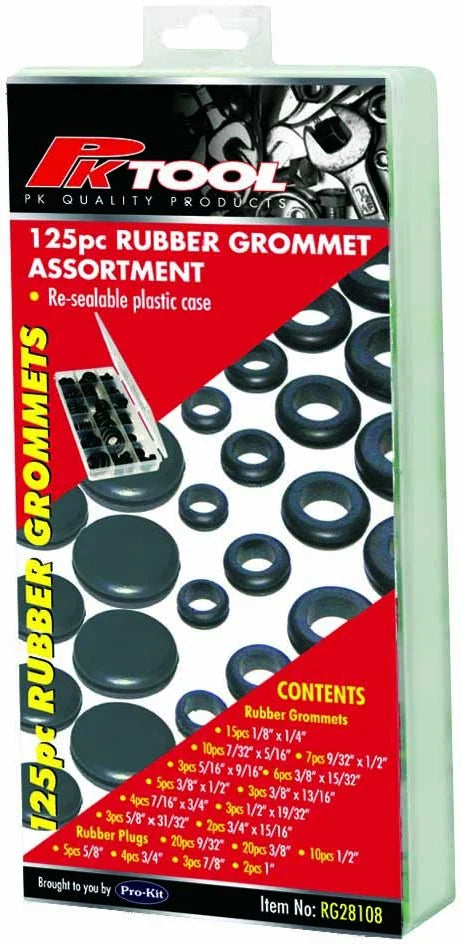 125 Piece Rubber Grommet Assortment - PKTool