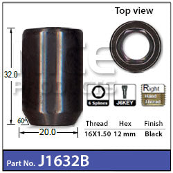 Allen Key Nut 16mm x 1.5mm Black J1632B - Nice Products | Universal Auto Spares