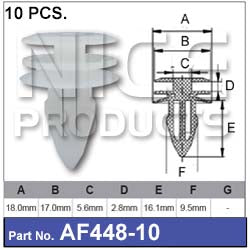 Fasteners Pkt 10 AF448-10 - Nice Products | Universal Auto Spares