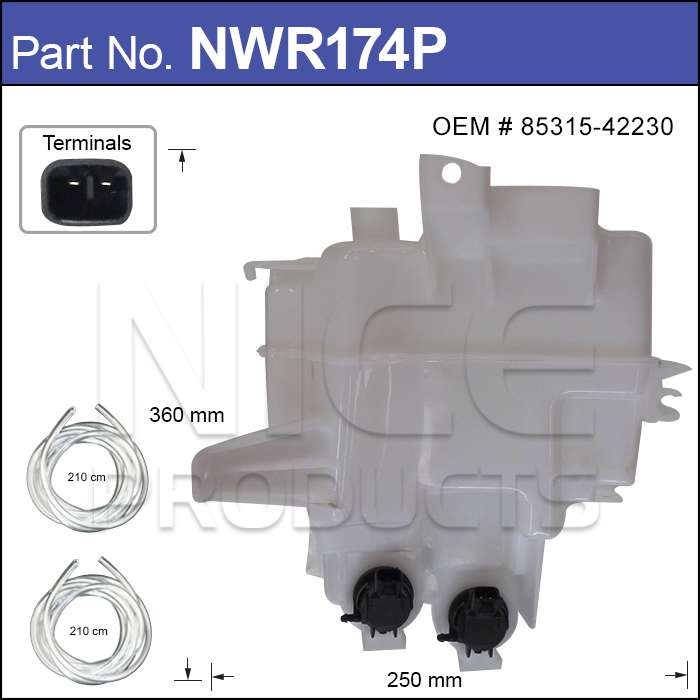 Washer Bottle With Washer Pump NWR174P - Nice Products | Universal Auto Spares