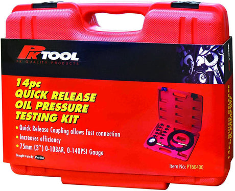 14 Pieces Quick Connect Oil Pressure Tester Kit - PKTool | Universal Auto Spares