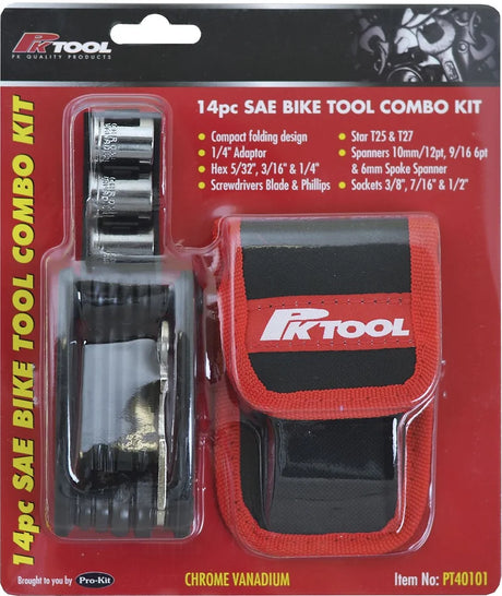 14 Pieces SAE Bike & Motorcycle Tool Combo Kit - PKTool