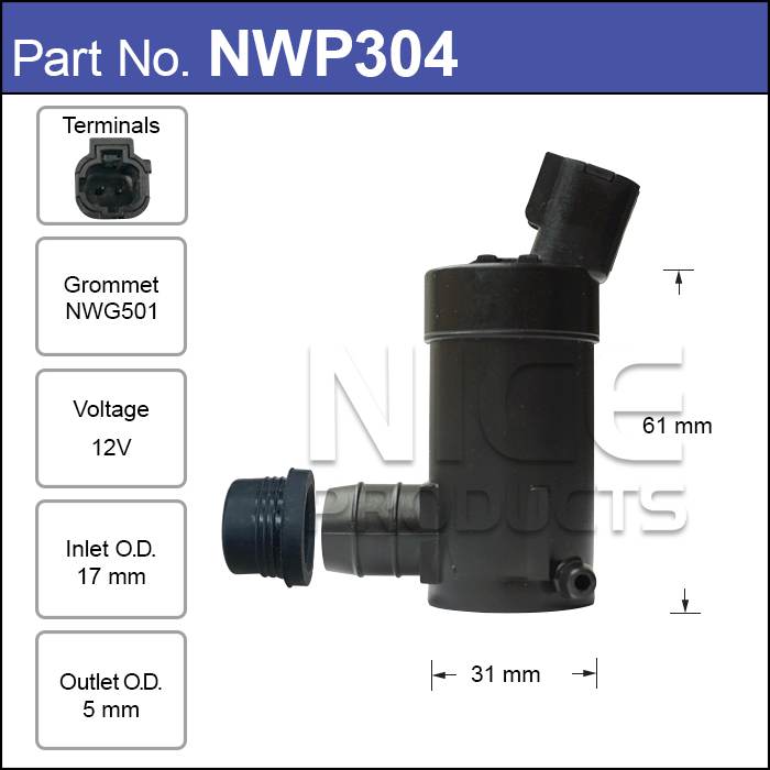 Washer Pump NWP304 - Nice Products | Universal Auto Spares