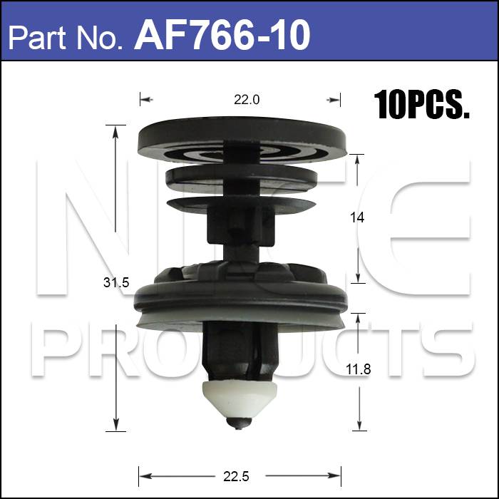 Plastic Fastener Pkt 10 AF766-10 - Nice Products | Universal Auto Spares