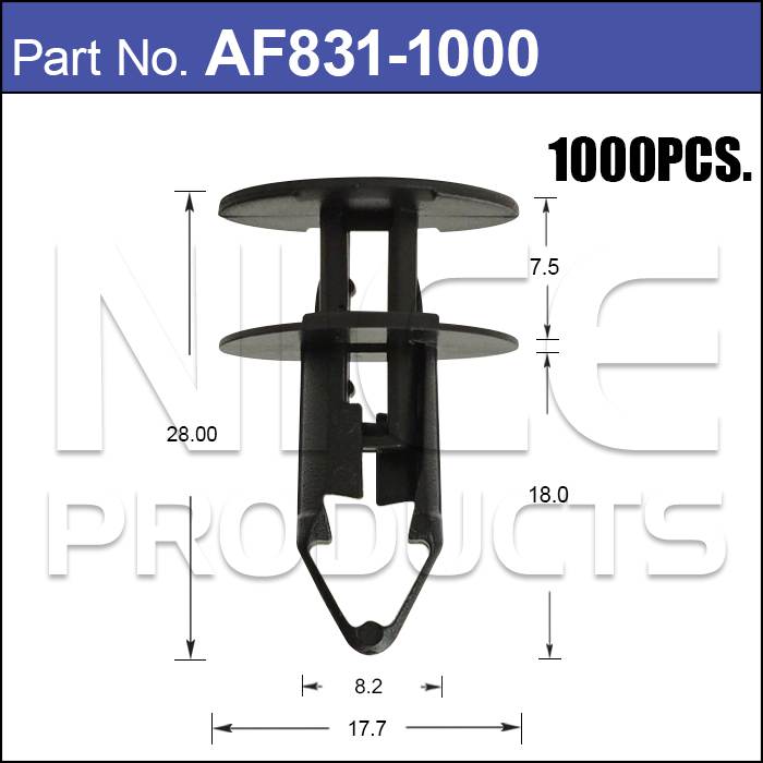 Plastic Fastener Pkt 1000 AF831-1000 - Nice Products | Universal Auto Spares