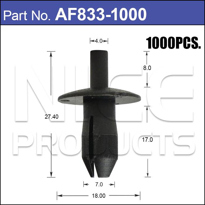 Plastic Fastener Pkt 1000 OEM: N0385491 AF833-1000 - Nice Products | Universal Auto Spares
