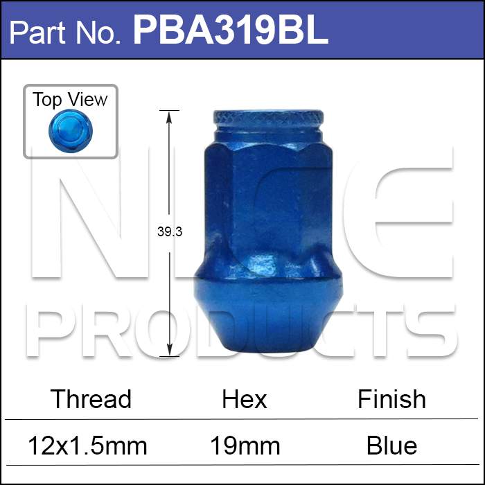 Blue Wheel Nut PBA319BL - Nice Products | Universal Auto Spares