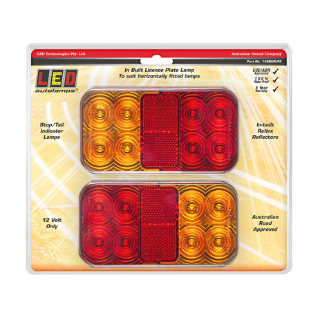 License Plate Lamp Horizontally Stop/Tail Indicator Lamps 12V - LED AutoLamps