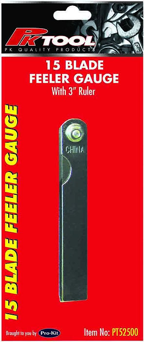 15 Blade Feeler Gauge With 75mm (3”) Ruler - PKTool
