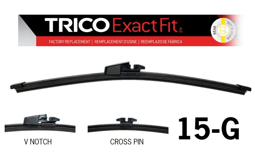 Rear V Notch/Cross Pin Beam Blade 375MM (EXRWR15) (Single) 15-G - Trico | Universal Auto Spares