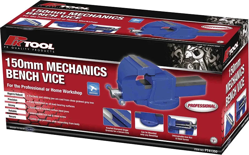 150mm (6”) Mechanics Bench Vice Professional Or Home Workshop - PKTool