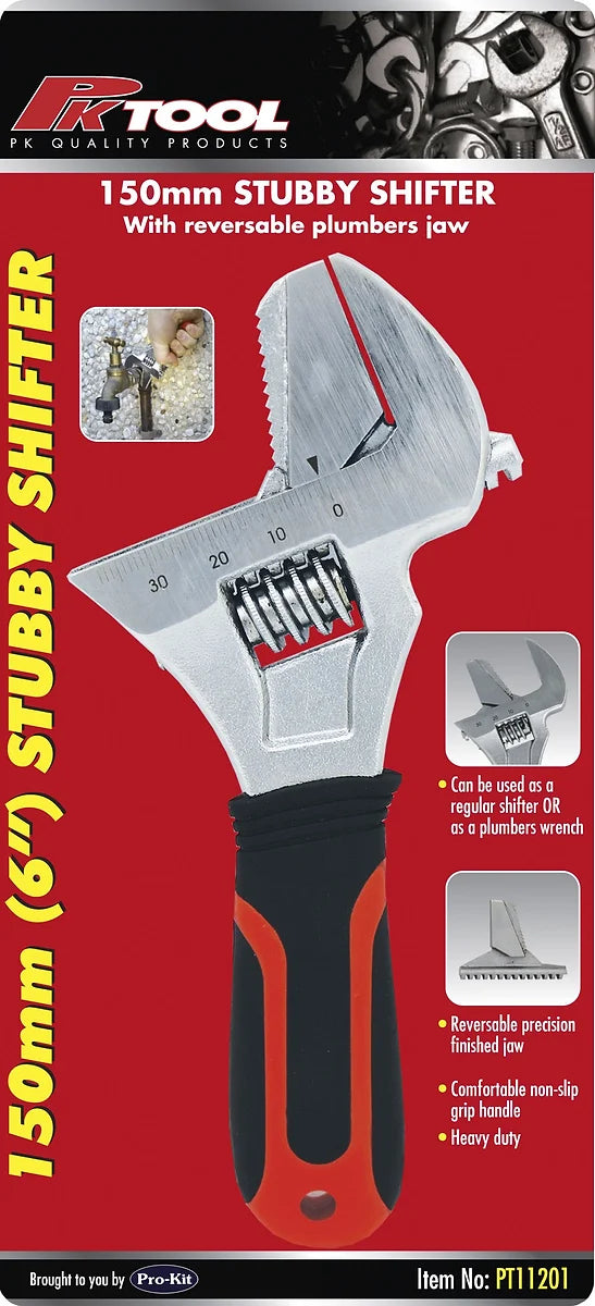 150mm (6”) Stubby Shifter With Wide Mouth & Rotatable Jaw - PKTool
