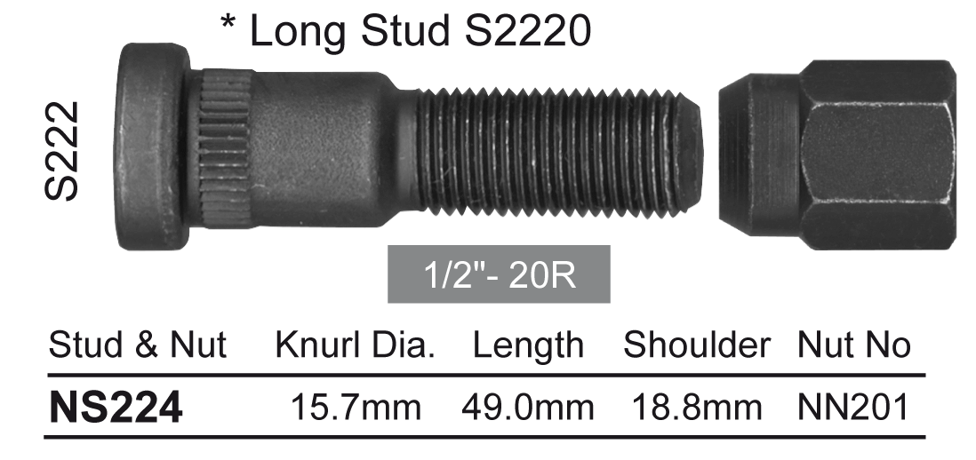 Stud & Nut NS224 - Nice Products | Universal Auto Spares
