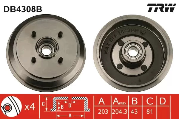 Brake Drum DB4308 - TRW