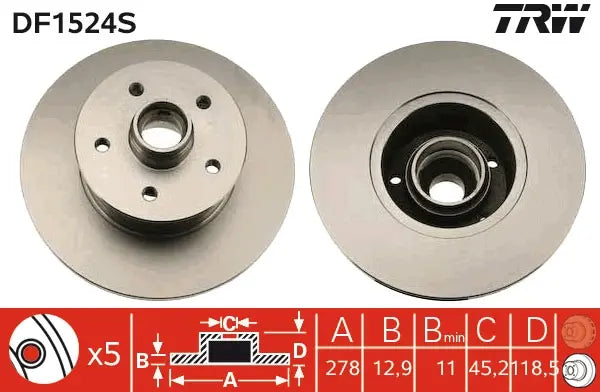Brake Disc DF1524S - TRW