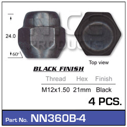 Black Wheel Nut NN360B-4 - Nice Products | Universal Auto Spares
